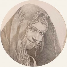 Ghulam Markhat, 8 x 8 inch, Graphite on Paper, Figurative Painting, AC-GHM-002 Ghulam Markhat, 8 x 8 inch, Graphite on Paper, Figurative Painting, AC-GHM-002